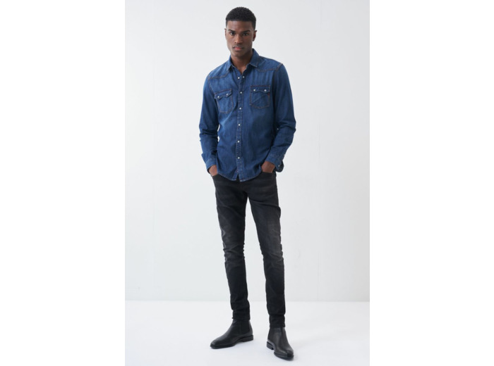 Chemise slim S-Repel en denim