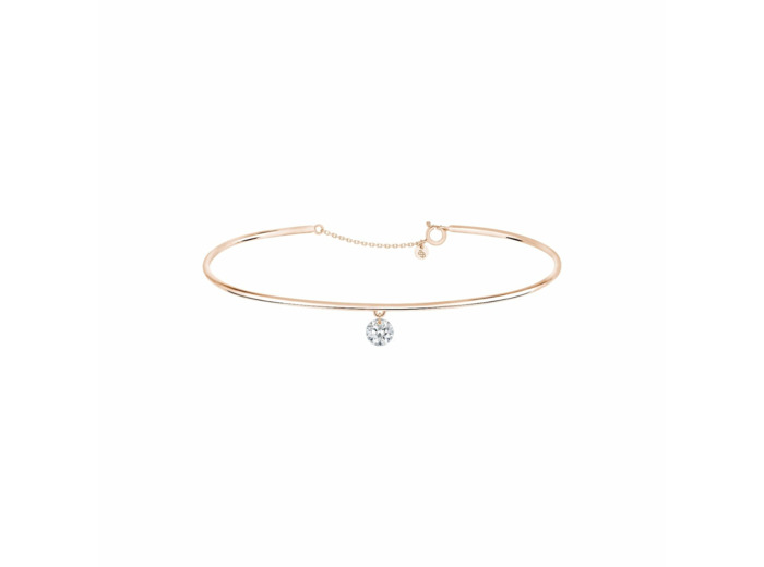 Bracelet jonc La Brune & La Blonde 360° en or rose et diamant de 0.07ct
