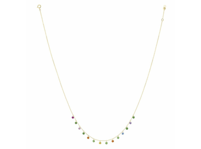 Collier La Brune & La Blonde CONFETTI Pop en or jaune, rubis, saphirs rose, orange, jaunes, bleus, tsavorites et améthyste de 1.80ct