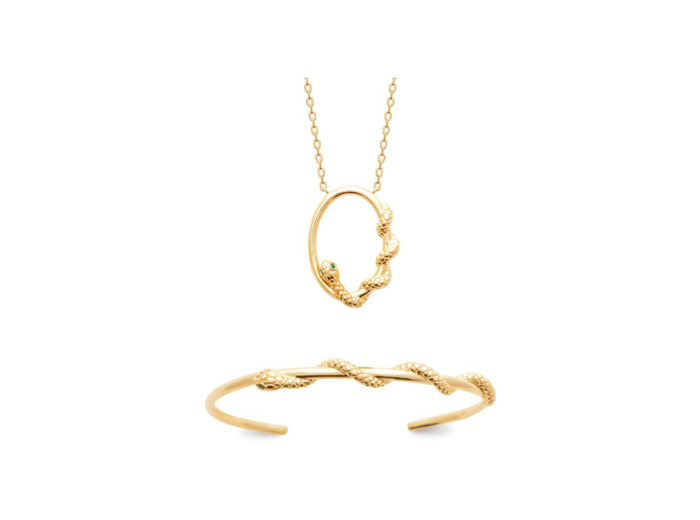 Bracelet-jonc en plaqué or et pierres de couleurs