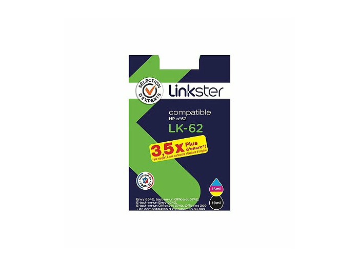 Cartouche d'encre lk-62 pack xl couleurs+noir compatible hp 62