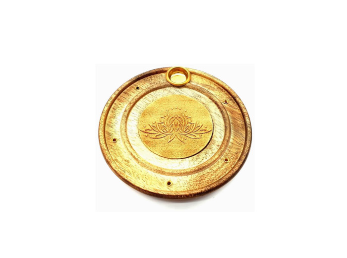 Porte-Encens Bois Rond Lotus 10cm