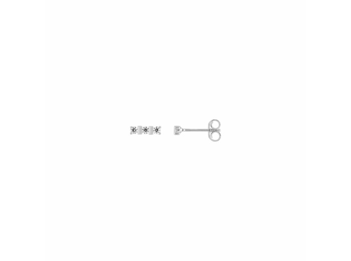 Boucles d'oreilles puces en or blanc et zirconiums