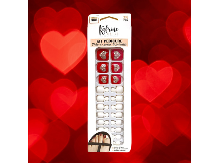 PRESS ON NAILS PEDICURE- HEART DETAIL