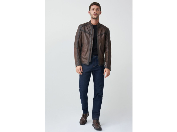 Blouson biker en cuir