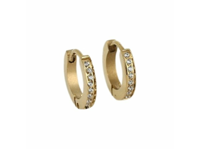 Boucles d'oreilles créoles Zag en acier doré et oxydes de zirconium