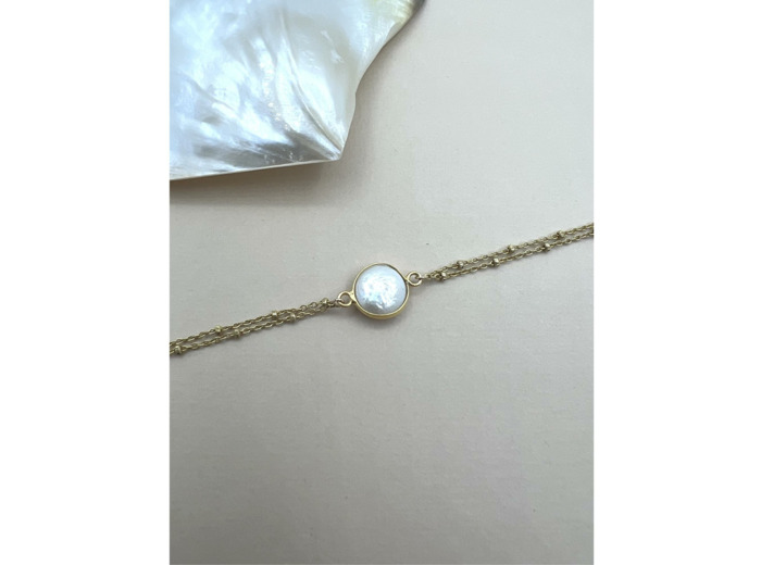 Bracelet Indriya Iris en plaqué or et nacre