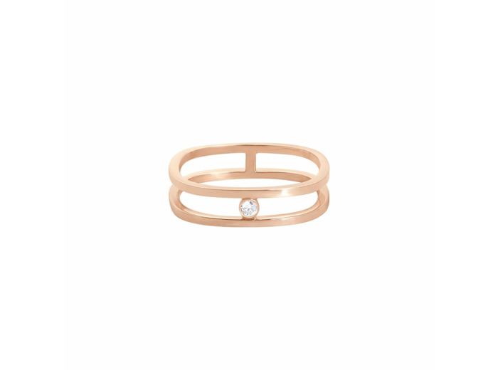 Bague Vanrycke Charlie Double en or rose et diamant