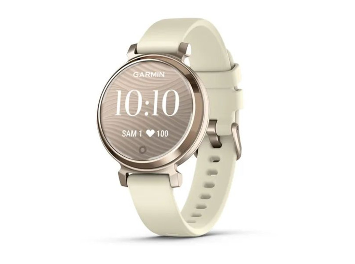 Garmin Lily 2 Cream Gold avec bracelet en silicone blanc coco