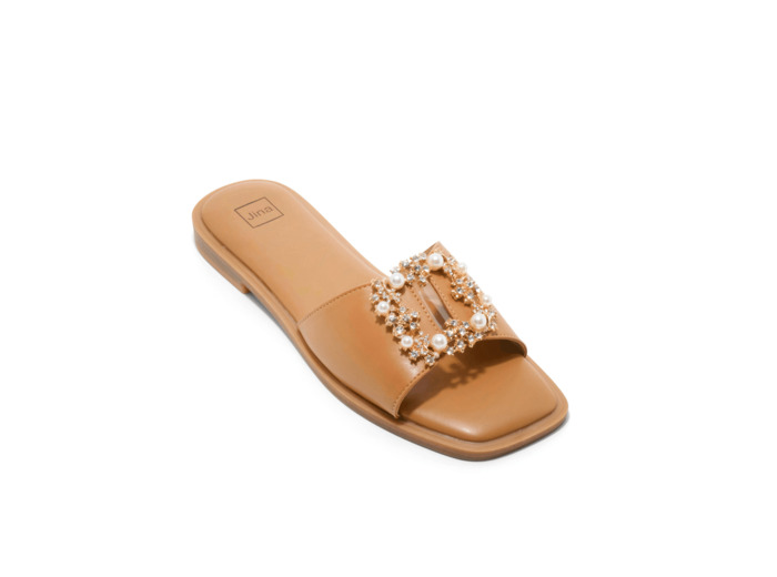 Mule plate femme camel