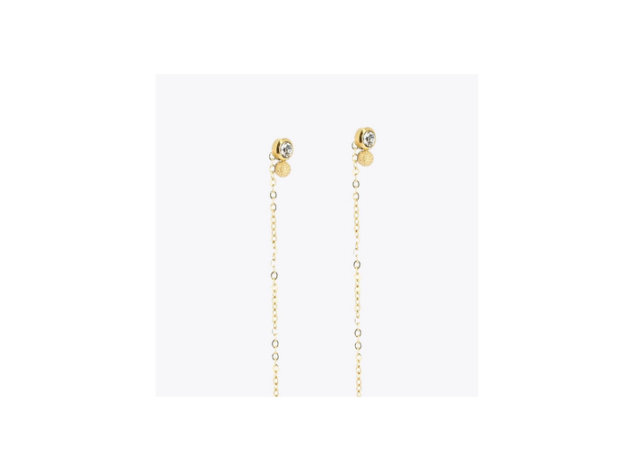 Boucles d'oreilles ZAG en acier doré et oxydes de zirconium