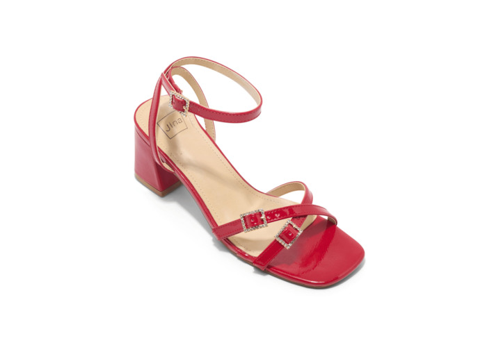 Sandale talon decrochee femme rouge