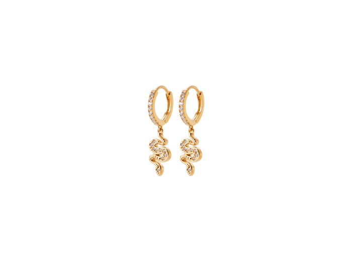 Boucles d'oreille pendantes créoles en plaqué or et oxydes de zirconium