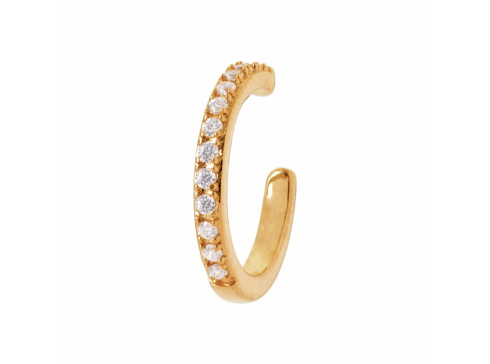 Mono boucle d'oreille en plaqué or et oxydes de zirconium