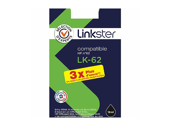 Cartouche d'encre lk-62 xl noir compatible hp 62