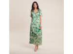 Robe longue évasée satin
