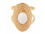 Bague plateau ovale jade blanc