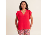 Blouse manches courtes volants