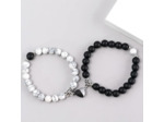 Bracelet couple coeur Onyx Howlite