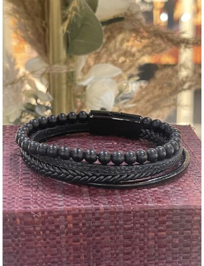 Bracelet onyx cuir