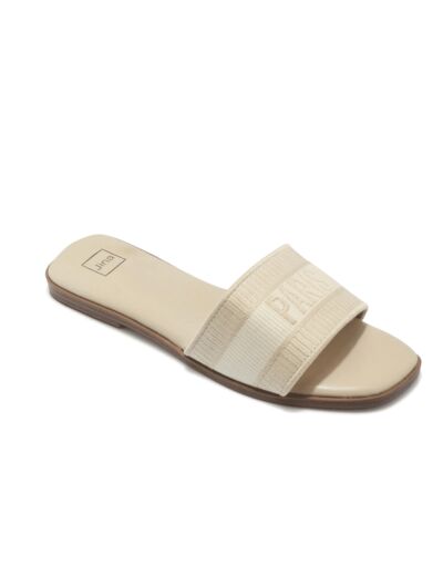 Mule plate femme beige