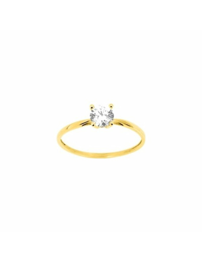 Solitaire en or jaune et oxyde de zirconium