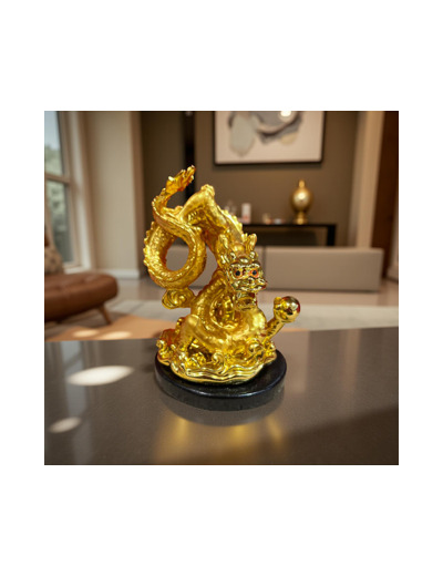 statuette Dragon Tournoyant Or H11cm