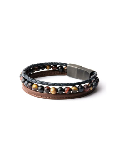 Bracelet Gemini Classics en acier et œil de tigre