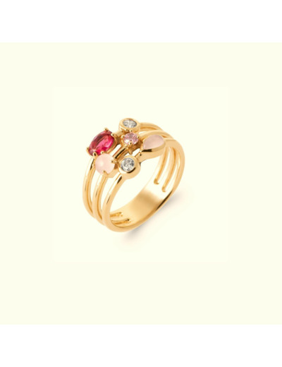 Bague 3 Rangs Issia - Fushia