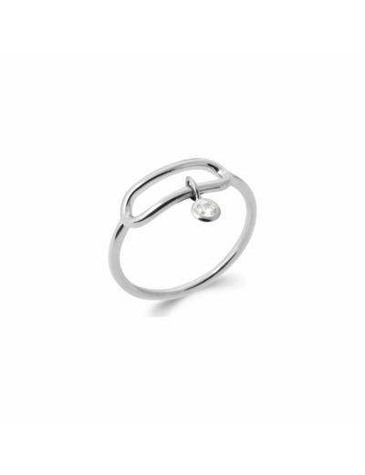 Bague en argent rhodié et oxydes de zirconium
