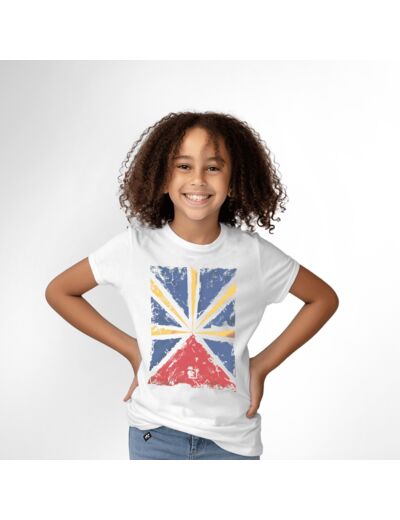 T-Shirt Fille Run Flag - Drapeau Réunion