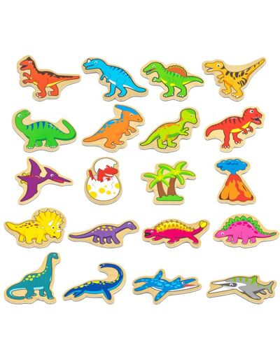 Magnets en bois dinosaures 20 pièces - 50289