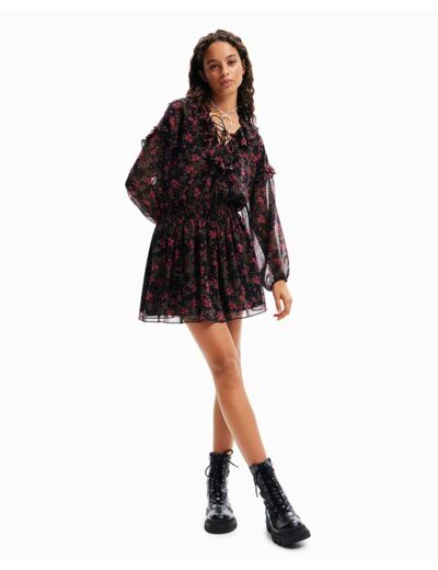 ROBE COURTE GAZE FLEURS