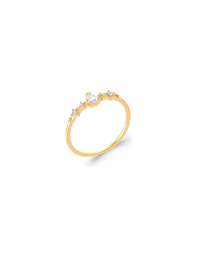 Bague en plaqué or et oxydes de zirconium