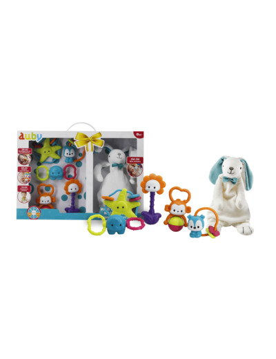 Mon Coffret Naissance - Peluche lapin + 5 hochets - 0m+