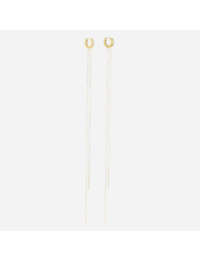 Boucles d'oreilles ZAG en acier doré et oxydes de zirconium