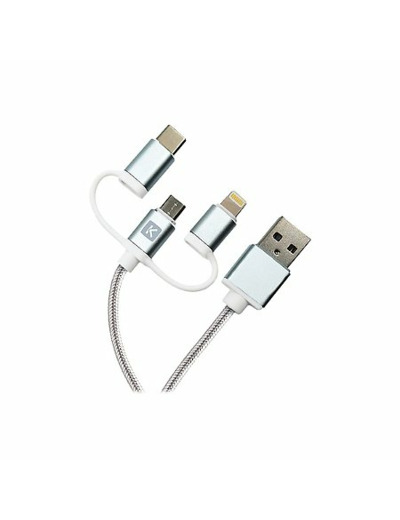 Câble 3 en 1 : micro USB, Lightning et USB-c 2m