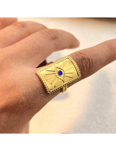 Bague protection mauvais oeil strass