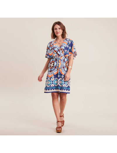 Robe droite col cache-coeur