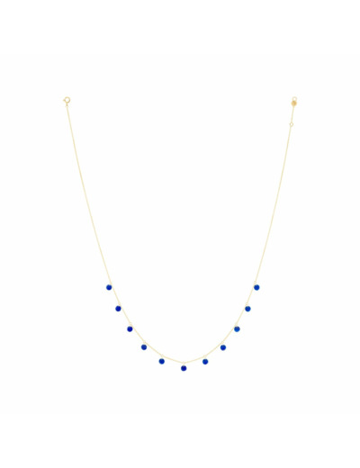 Collier La Brune & La Blonde Polka en or jaune et lapis lazuli, 42cm