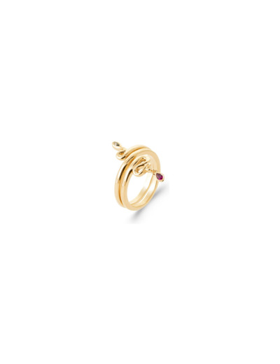 Bague en plaqué or et pierre de couleur