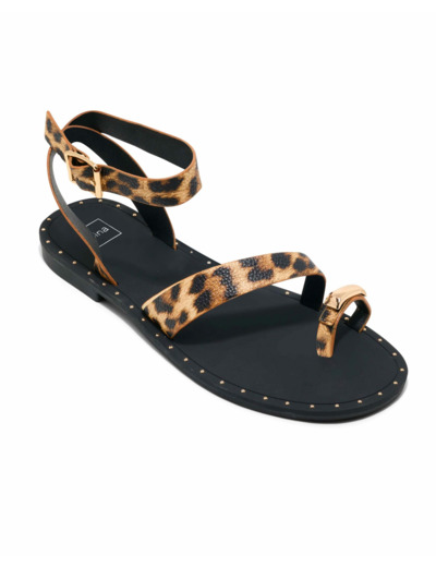 Sandale plate femme leopard
