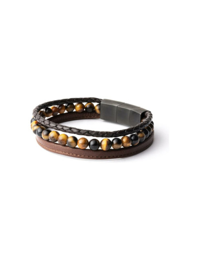 Bracelet Gemini Classics en acier et œil de tigre