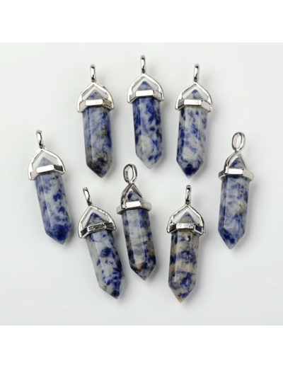 Pendentif pointu à double terminaison en sodalite naturel