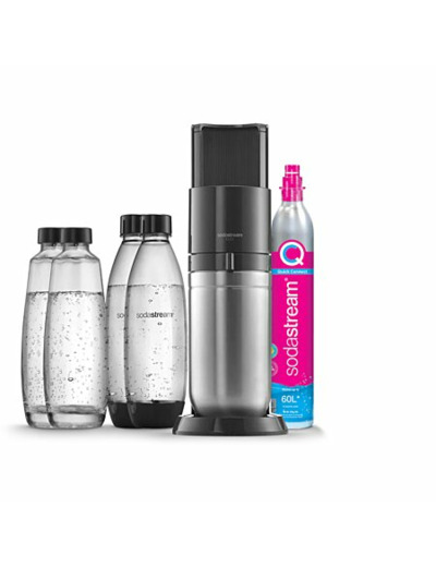 Machine à gazéifier sodastream duo noire pack 2 carafes en verre 1l + 2 bouteilles 1l