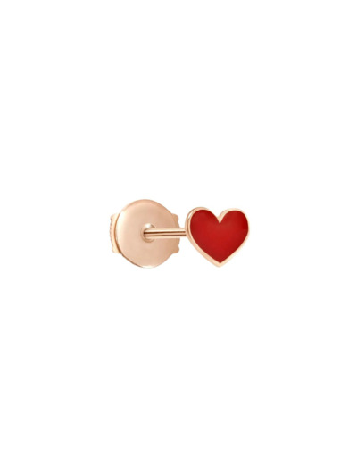 Mono boucle d'oreille Vanrycke Emoji Cœur en or rose et email