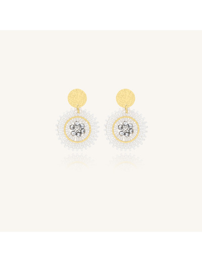 Boucles d'oreilles Sàntibé Bijoux Baby Espagnola dorées à l'or fin et perles