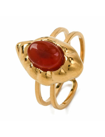 Bague forme oeil de cheval cornaline