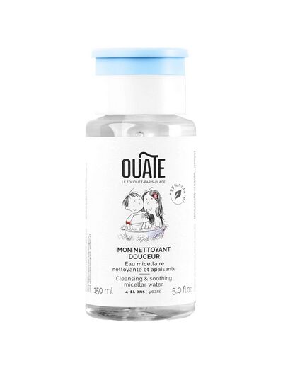 2+1 OUATE - Mon Nettoyant Douceur - Eau micellaire Nettoyante et apaisante pour Enfant - Pour le visage - 4-11 Ans - 95% d'Ingrédients d'Origine Naturelle - Vegan - Made in France - 150 ml