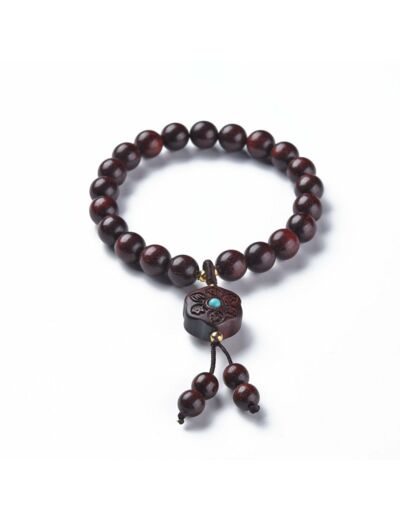 Bracelet bois de santal mala et breloque ohm